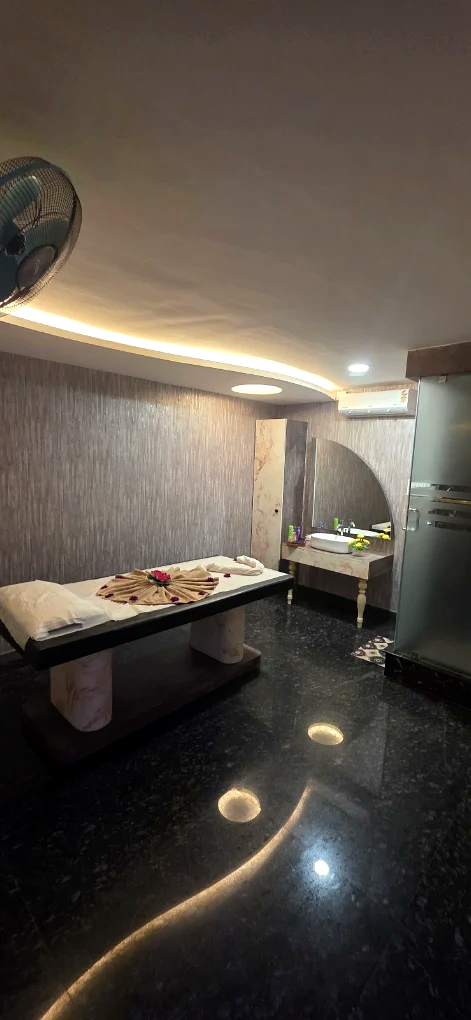Private massage table and spa interior